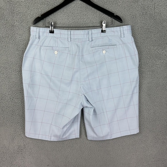 FootJoy Shorts Mens 40 Light Blue Red Windowpane Plaid Golf Performance Stretch - Picture 8 of 12